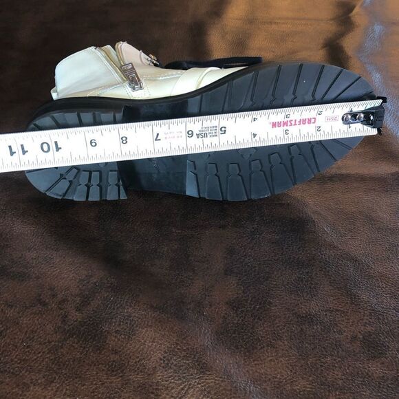 All Saints Donita Off White Leather Hiking Lace Up Combat Boots - Picture 15 of 16